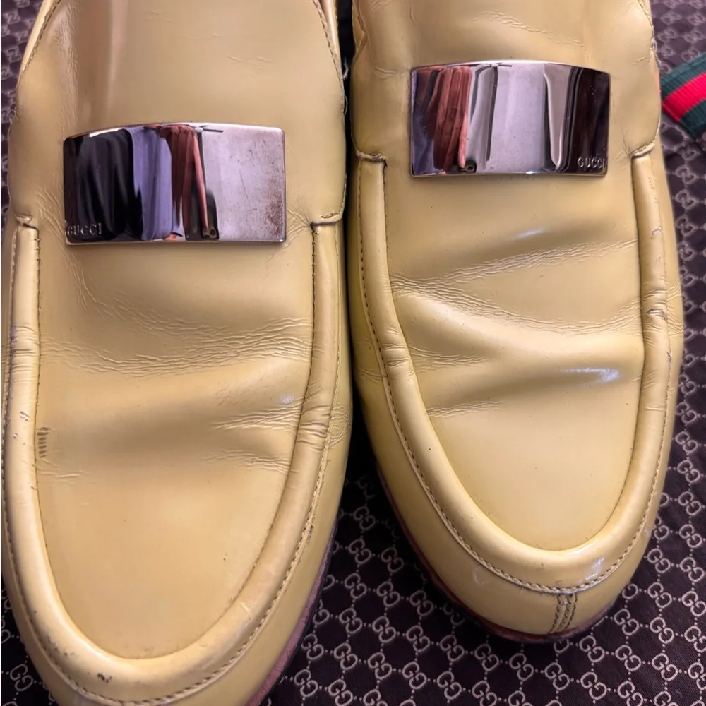 Gucci Pistachio green Leather Loafers with Silver Accent 7.5B - Picture 6 of 10